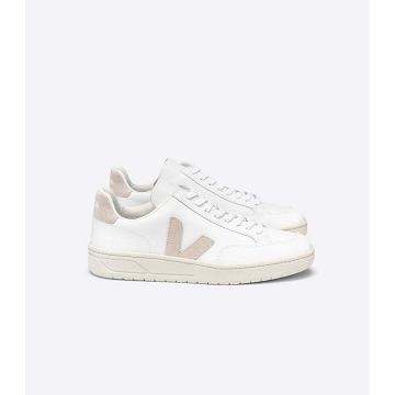 Men's Veja V-12 LEATHER Sneakers White/Pink | SG 342OKI